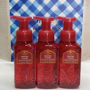 BATH & BODY WORKS WHITE BARN 'SUNRISE WOODS' FOAMING HAND SOAP 3-PIECE SET